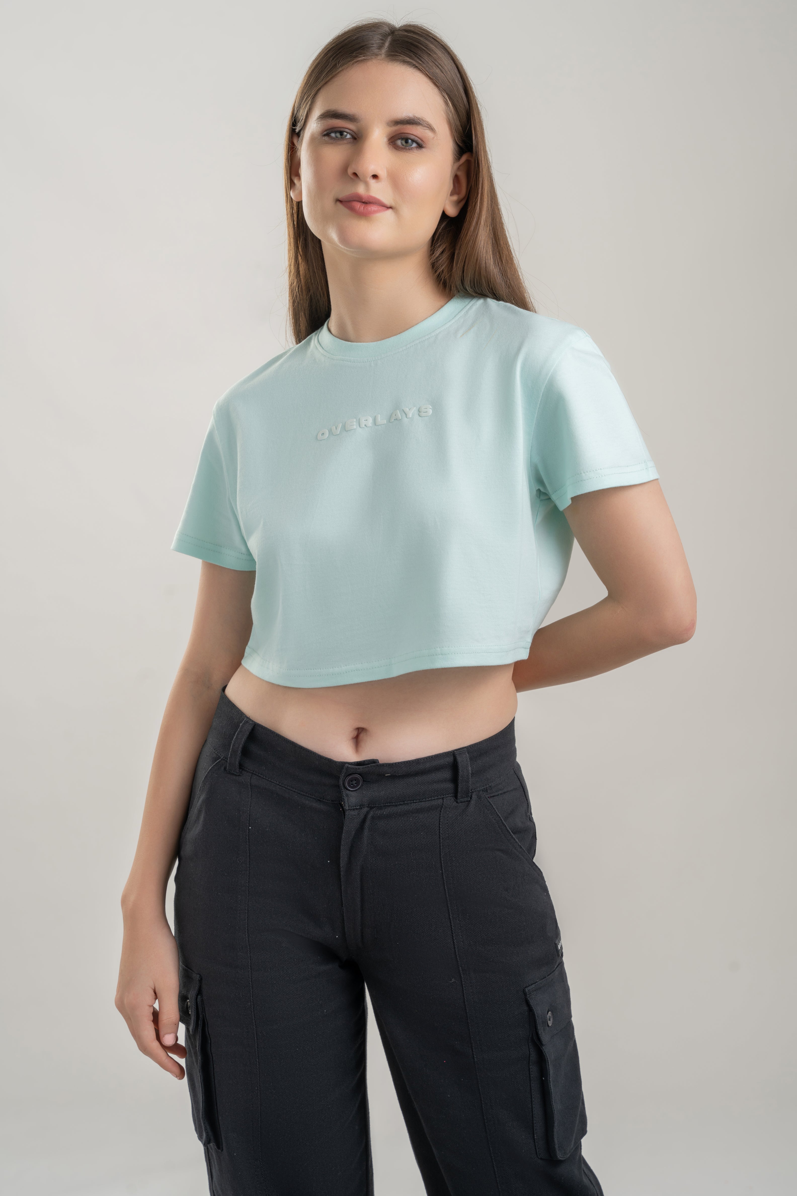 Baby Blue Fitted Crop Top