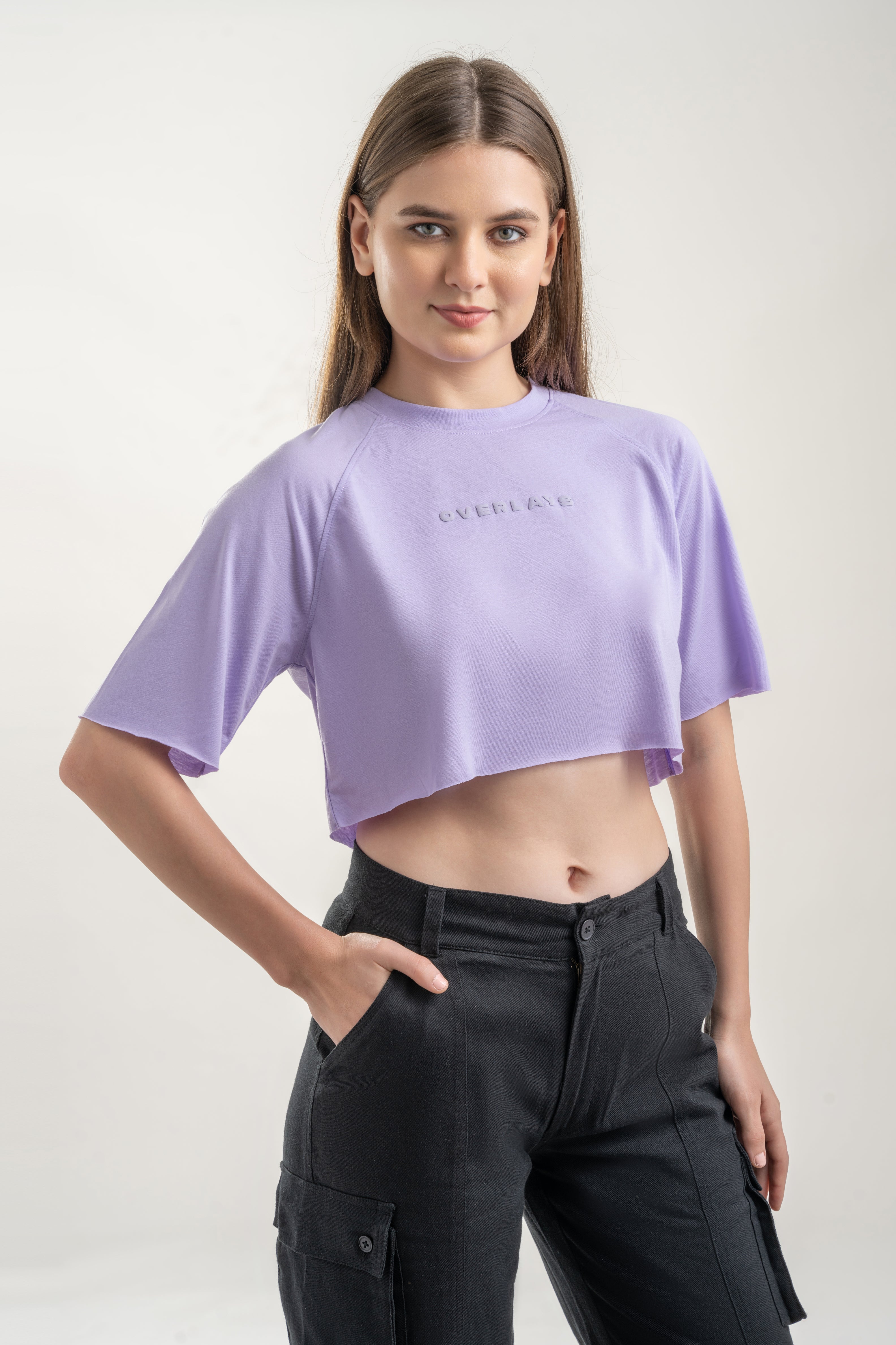 Relaxed Fit Raglan Lilac Crop Top
