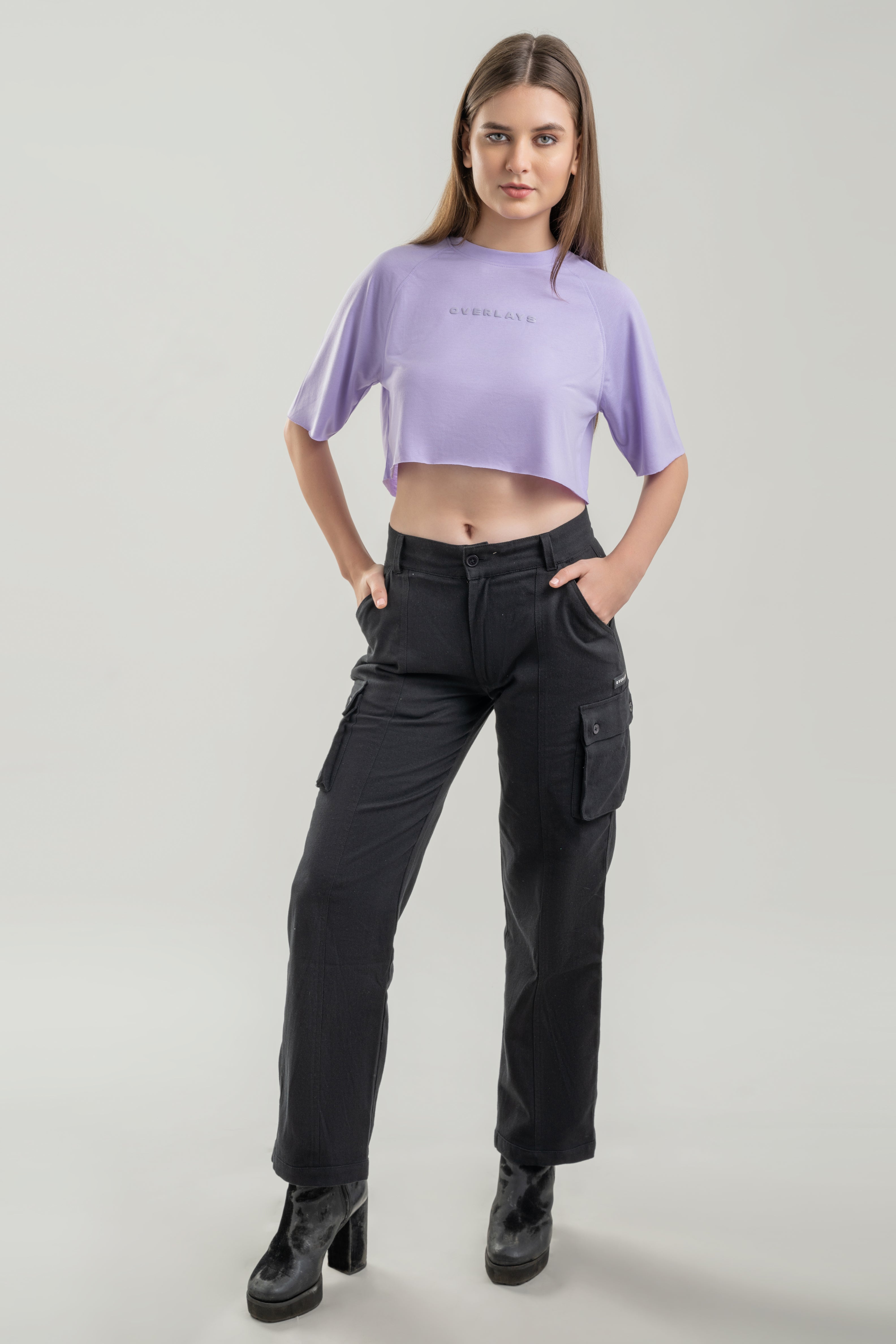 Relaxed Fit Raglan Lilac Crop Top