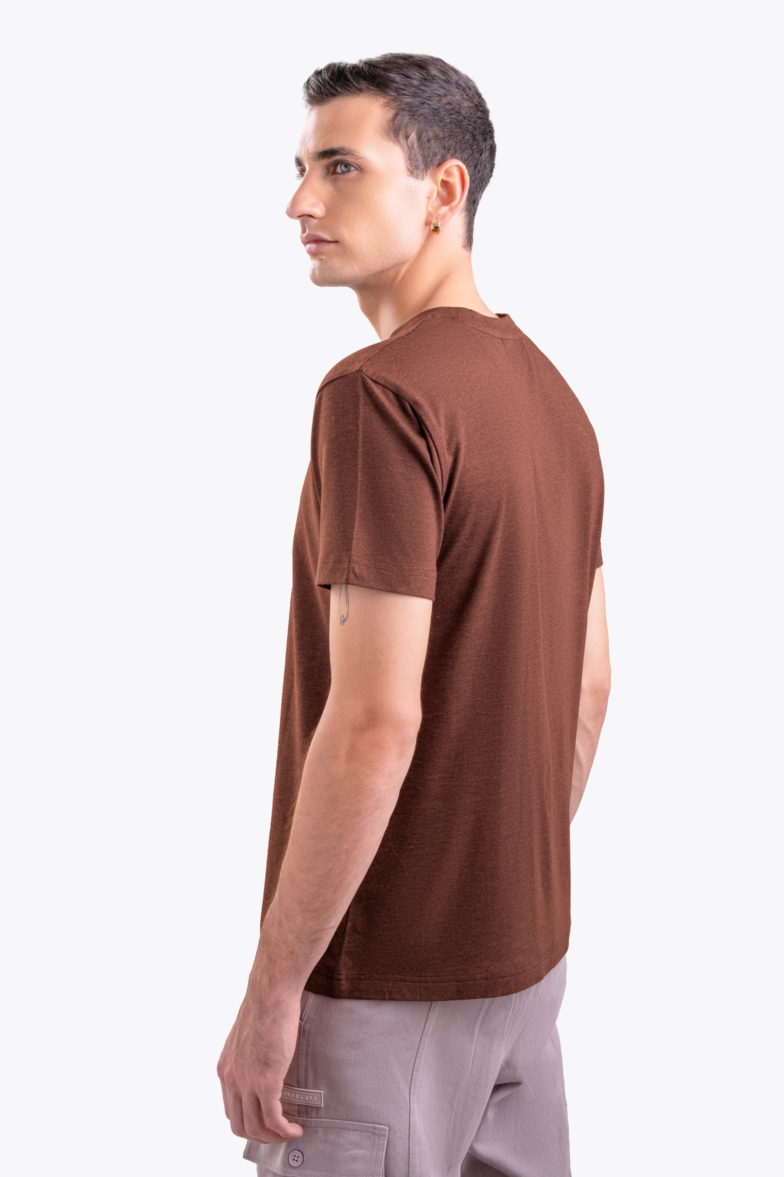 Brown Melange Regular Fit Tshirt