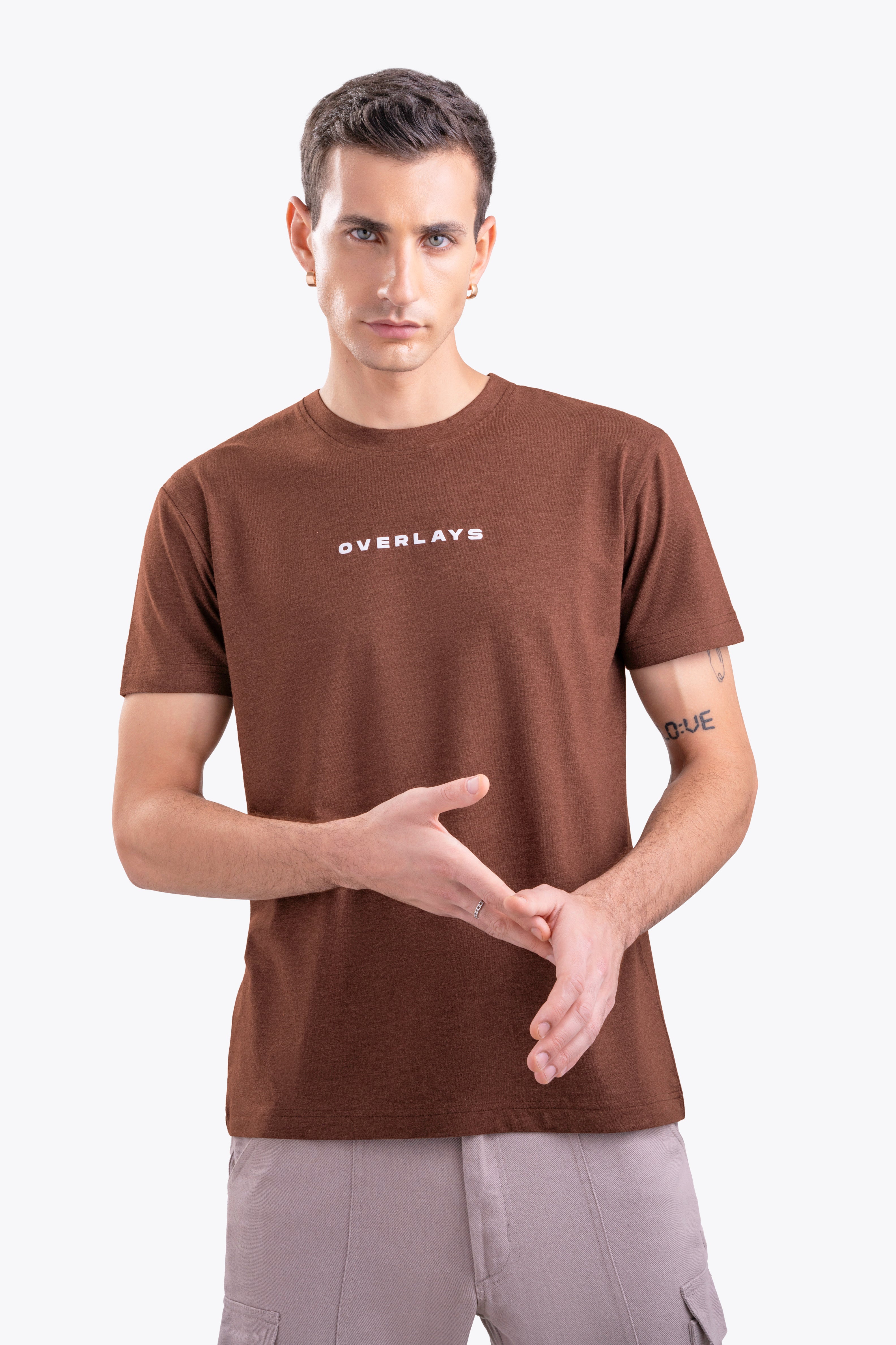 Brown Melange Regular Fit Tshirt