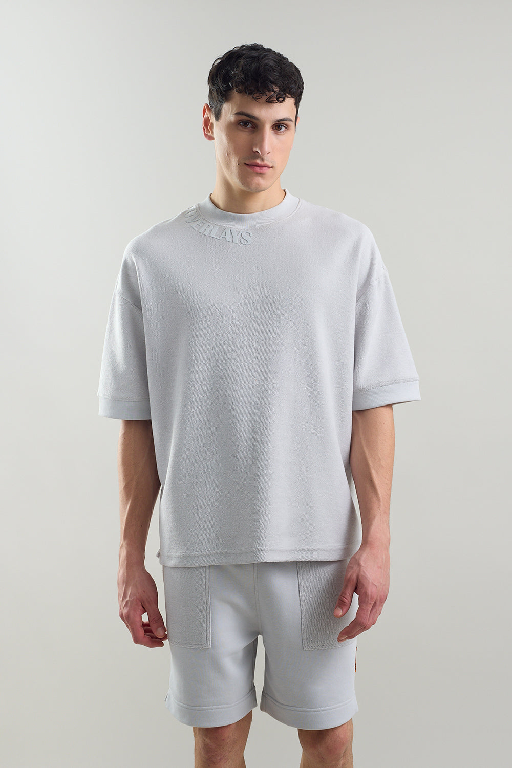 Textured Arc Grey Oversized Fit T-shirt