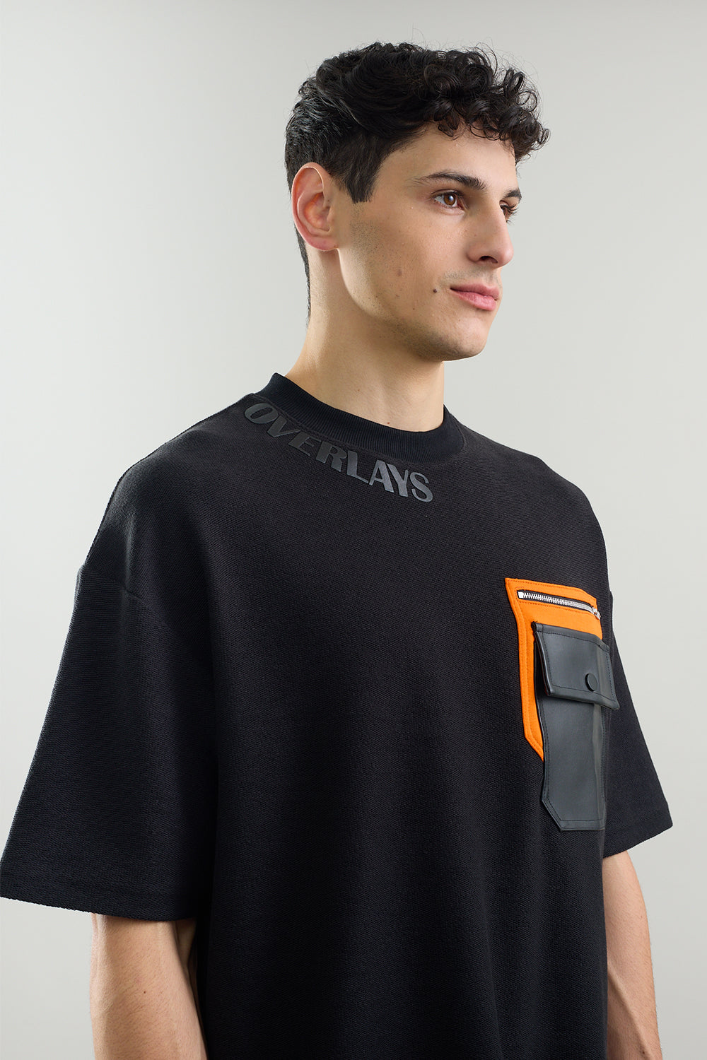Black Arc Oversized T-shirt With Rexin Pocket